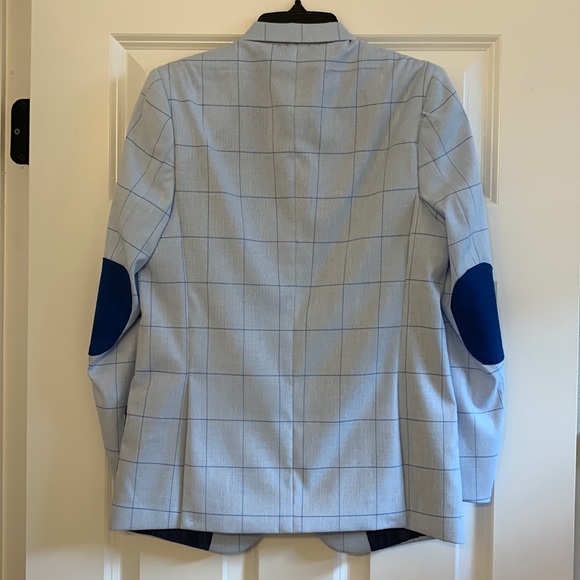 Isaac Mizrahi Light Blue Checkered Kids Blazer - Picture 2 of 6